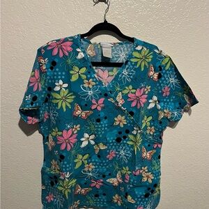 Teal Floral Women's Scrubs